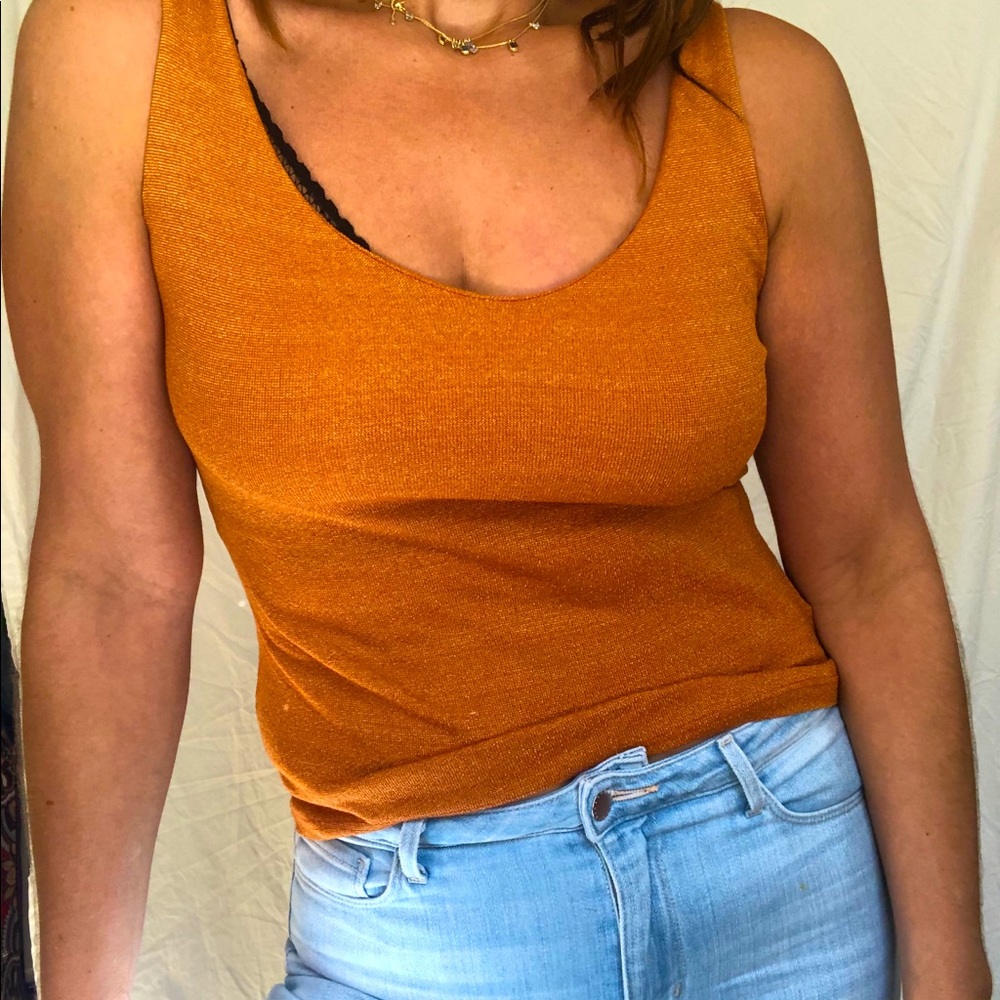 Michael Stars Orange Sparkle Tank Top for Women.